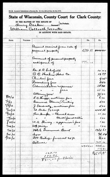 Henry Decker Auction Accounting Page 2